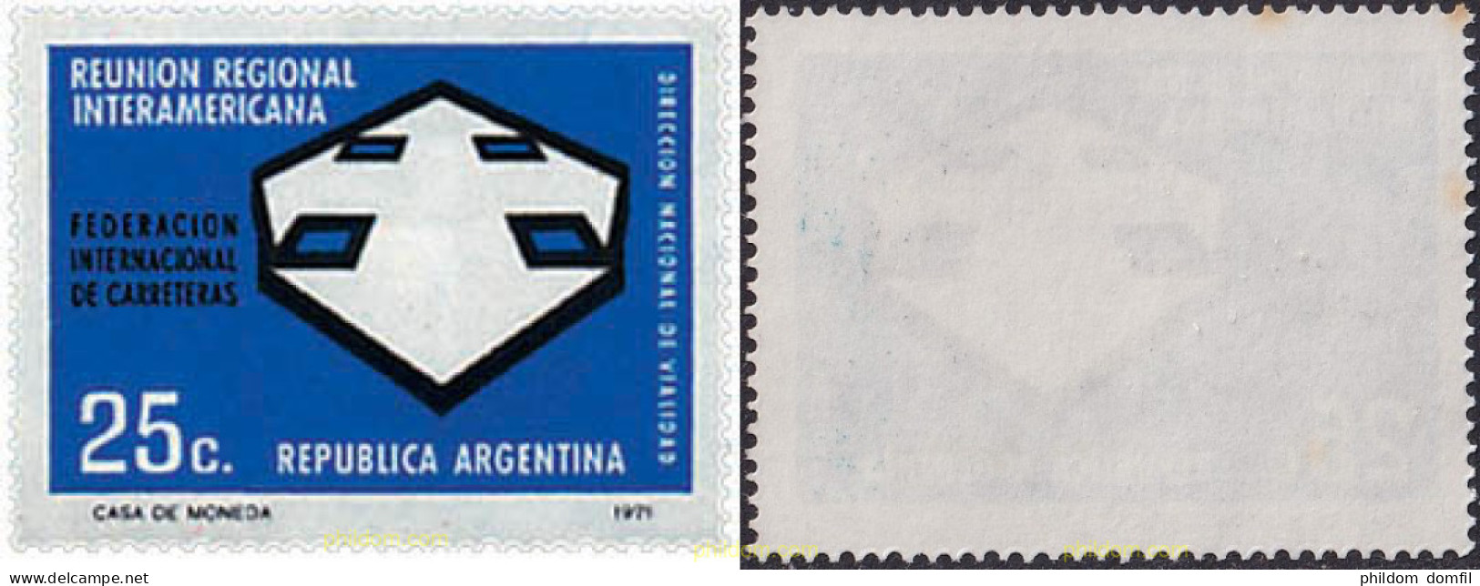 727272 MNH ARGENTINA 1971 FEDERACION INTERNACIONAL DE CARRETERAS - Neufs