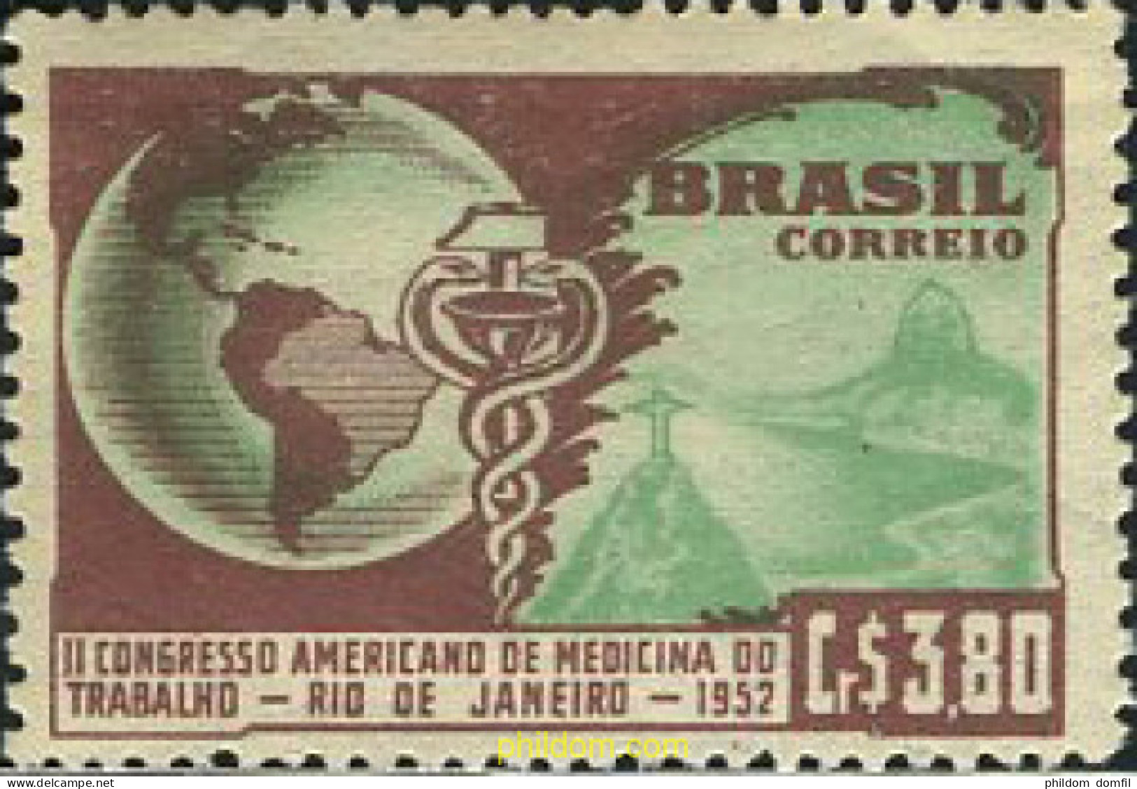 168222 MNH BRASIL 1952 2 CONGRESO AMERICANO DEL TRABAJO DE LA MEDICINA - Neufs