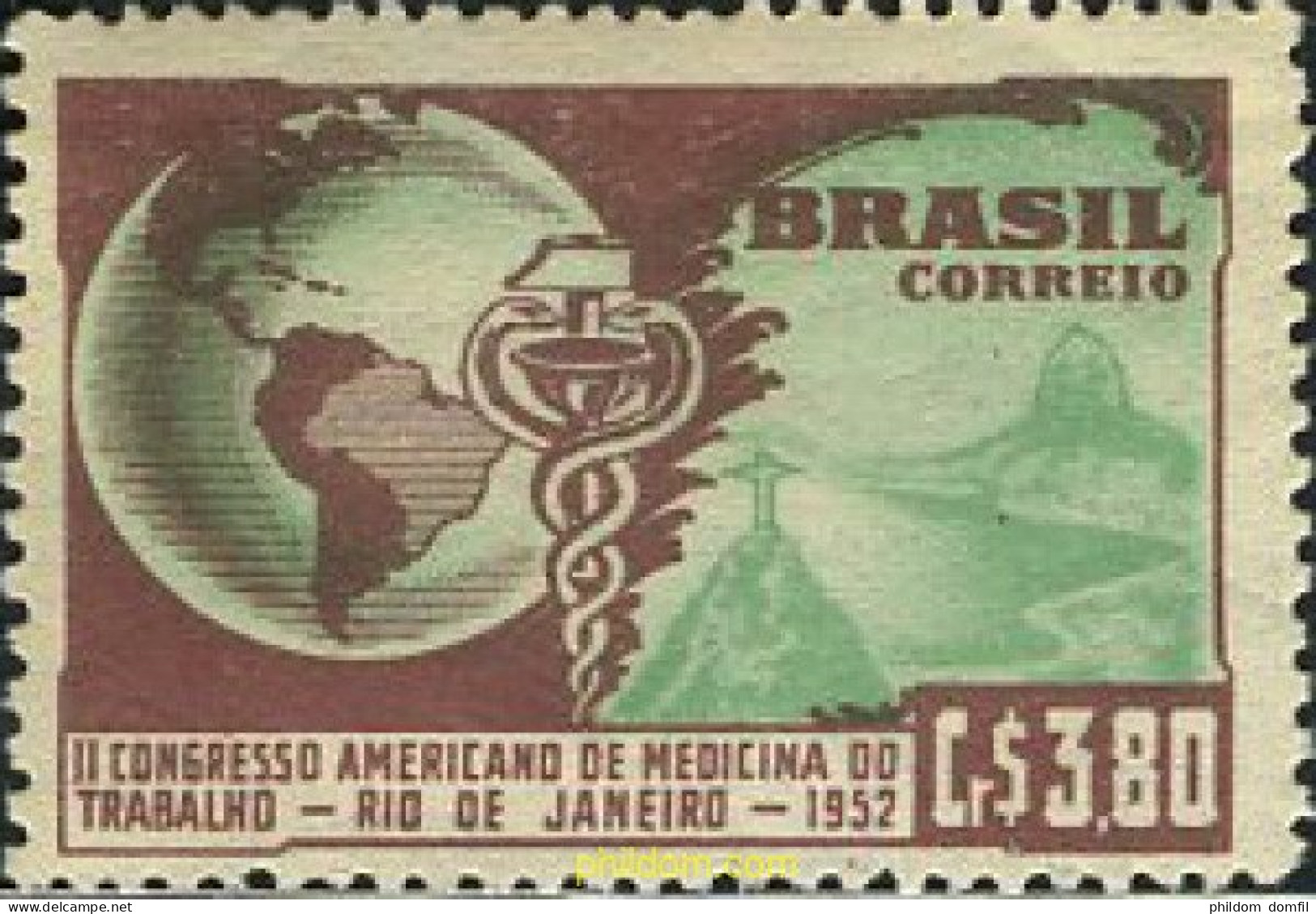 168222 MNH BRASIL 1952 2 CONGRESO AMERICANO DEL TRABAJO DE LA MEDICINA - Ungebraucht