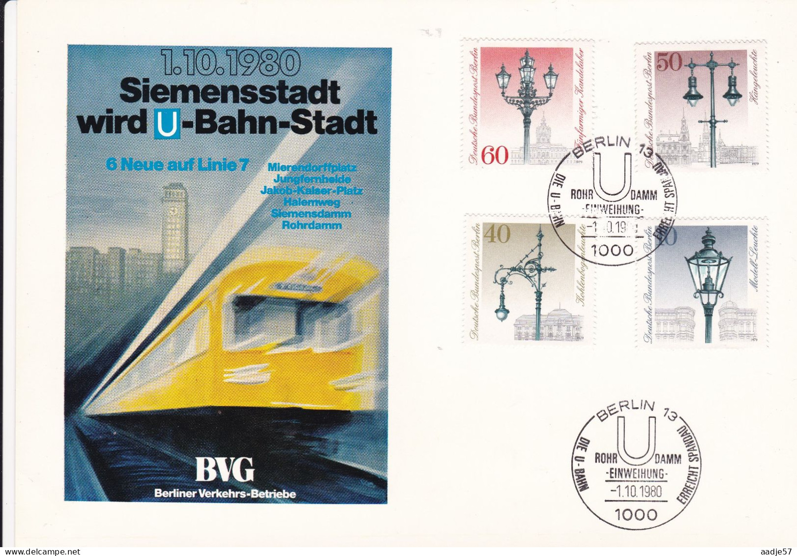 Deutschland Germany Berlin BVG Siemensstadt Wird U-Bahn-stadt 01-10-1980 - Covers & Documents