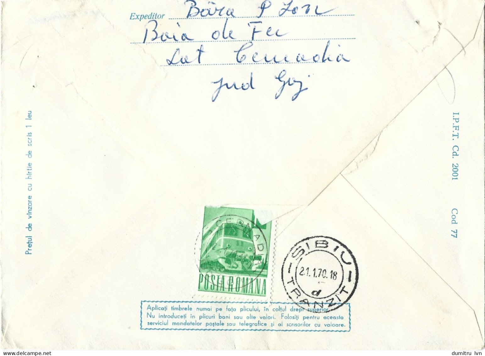 ROMANIA 1970 KEEP AN APPROPRIATE DISTANCE BETWEEN VEHICLES, CIRCULATED ENVELOPE, COVER STATIONERY - Postal Stationery