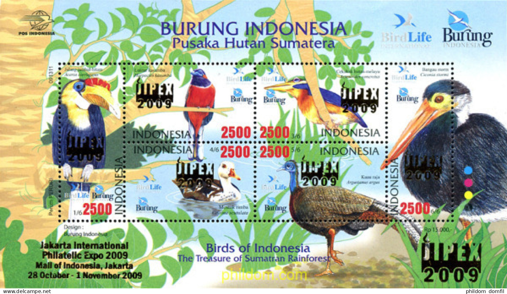 334990 MNH INDONESIA 2009 AVES DE LOS BOSQUES DE SUMATRA - Indonésie