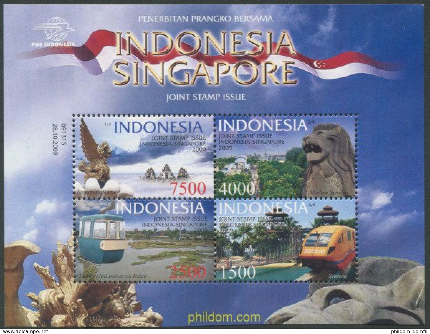 695297 MNH INDONESIA 2009 ATRACCIONES TURISTICAS DE SINGAPUR Y DE INDONESIA - Indonesia
