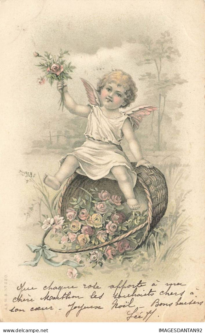 ILLUSTRATEUR #FG37835 ANGE ANGELOT SUR UN PANIER DE ROSES M.M. VIENNE - Vienne