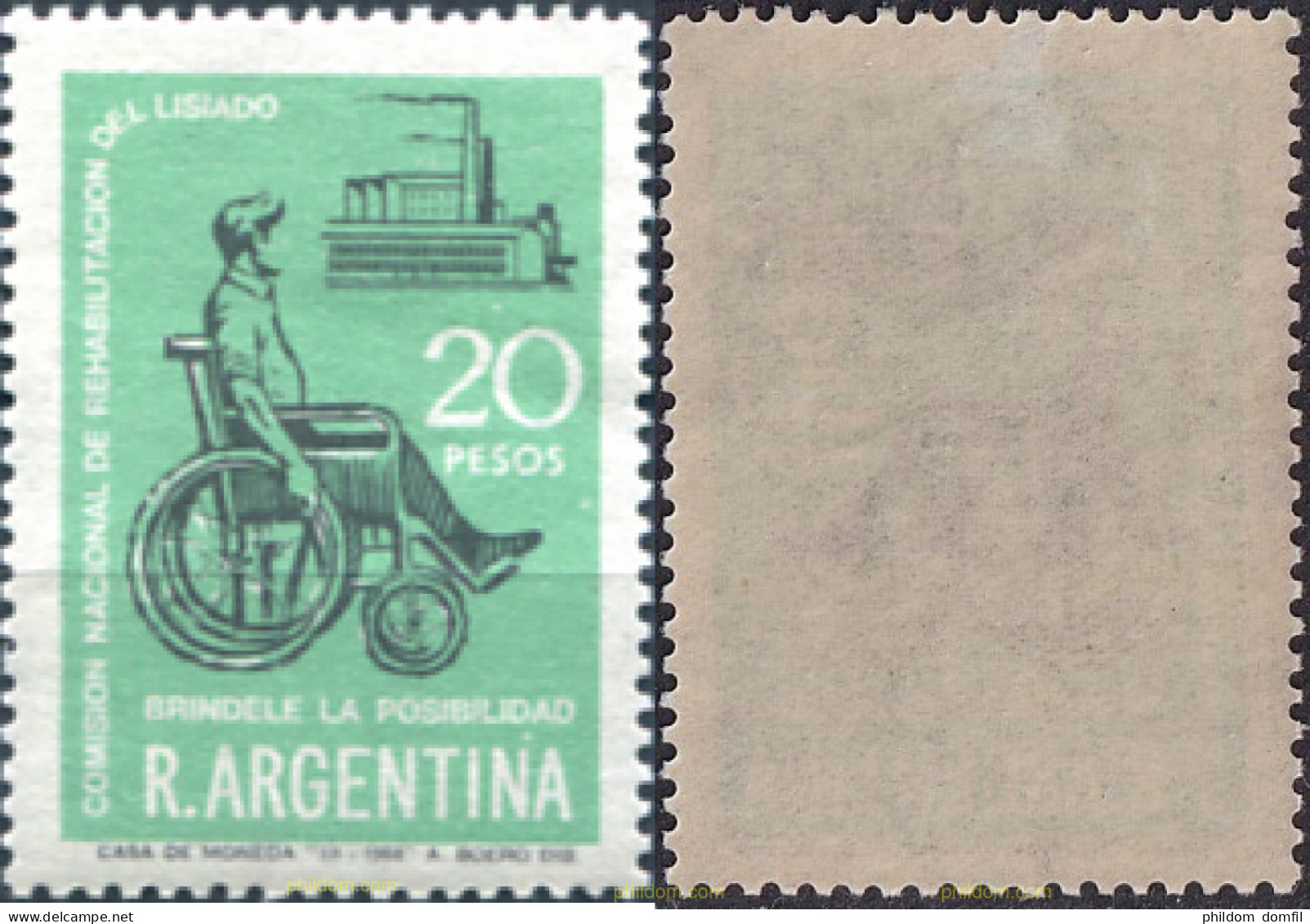 727201 MNH ARGENTINA 1968 COMISION NACIONAL DE REHABILITACION DEL LISIADO - Neufs