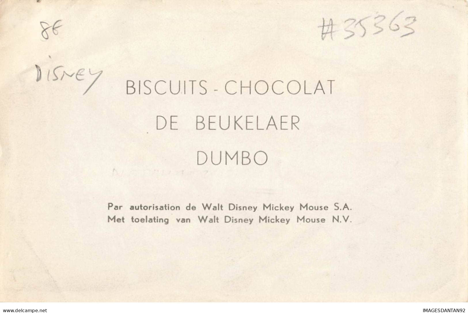 DISNEY DUMBO #MK35363 BISCUITS CHOCOLAT DE BEUKELAER ELEPHANTS - Autres & Non Classés