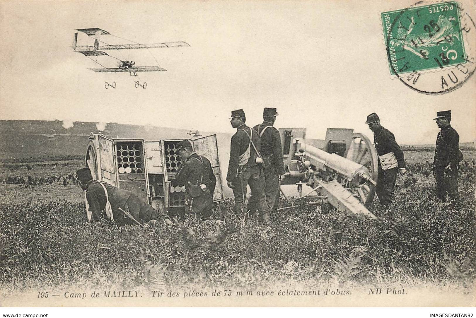 AVIATION AVIONS #MK39536 CAMP DE MAILLY TIR ARTILLERIE AVEC ECLATEMENT D OBUS CANON - Autres & Non Classés