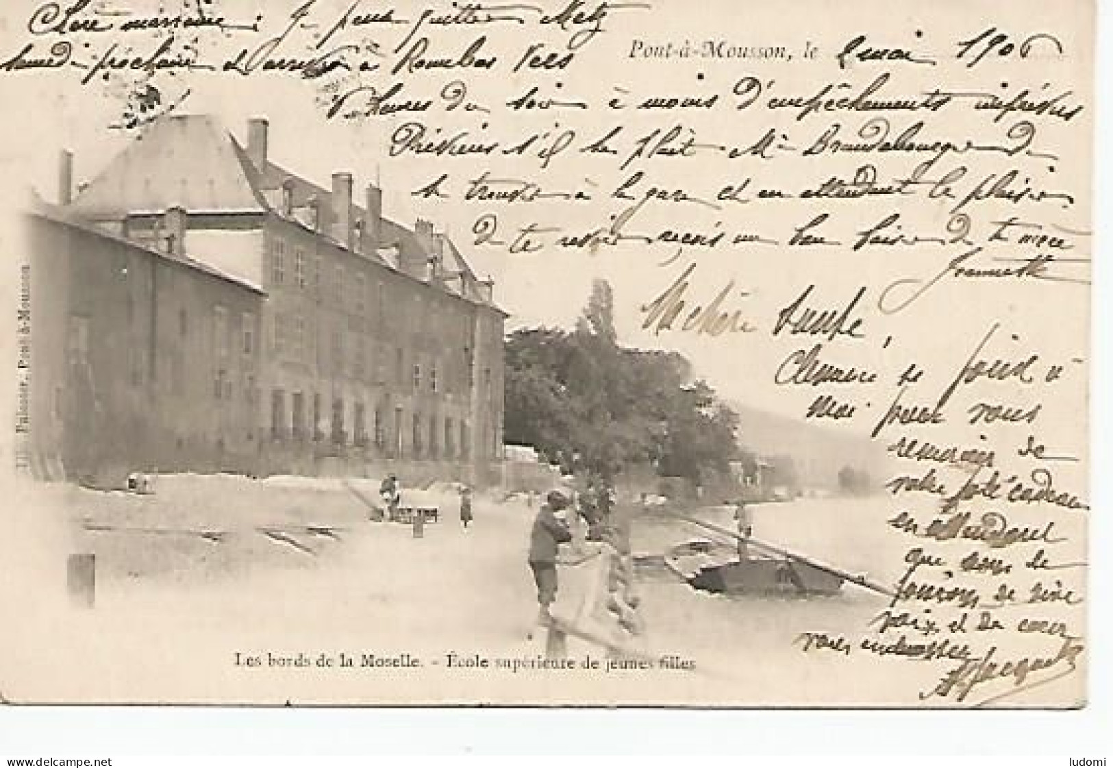 CPA PONT-A-MOUSSON 54.ÉCOLE Supérieuire De Jeunes Filles.Animée.1906 - Pont A Mousson