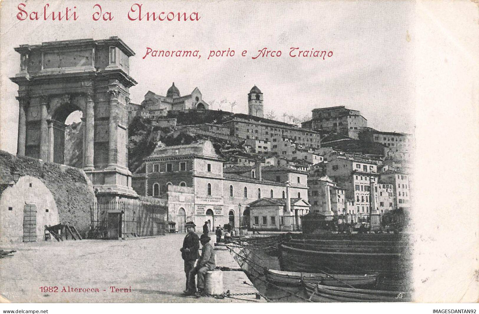 ITALIE #MK39217 SALUTI DA  ANCONA PANORAMA PORTO E ARCO TRAIANO BATEAUX - Ancona