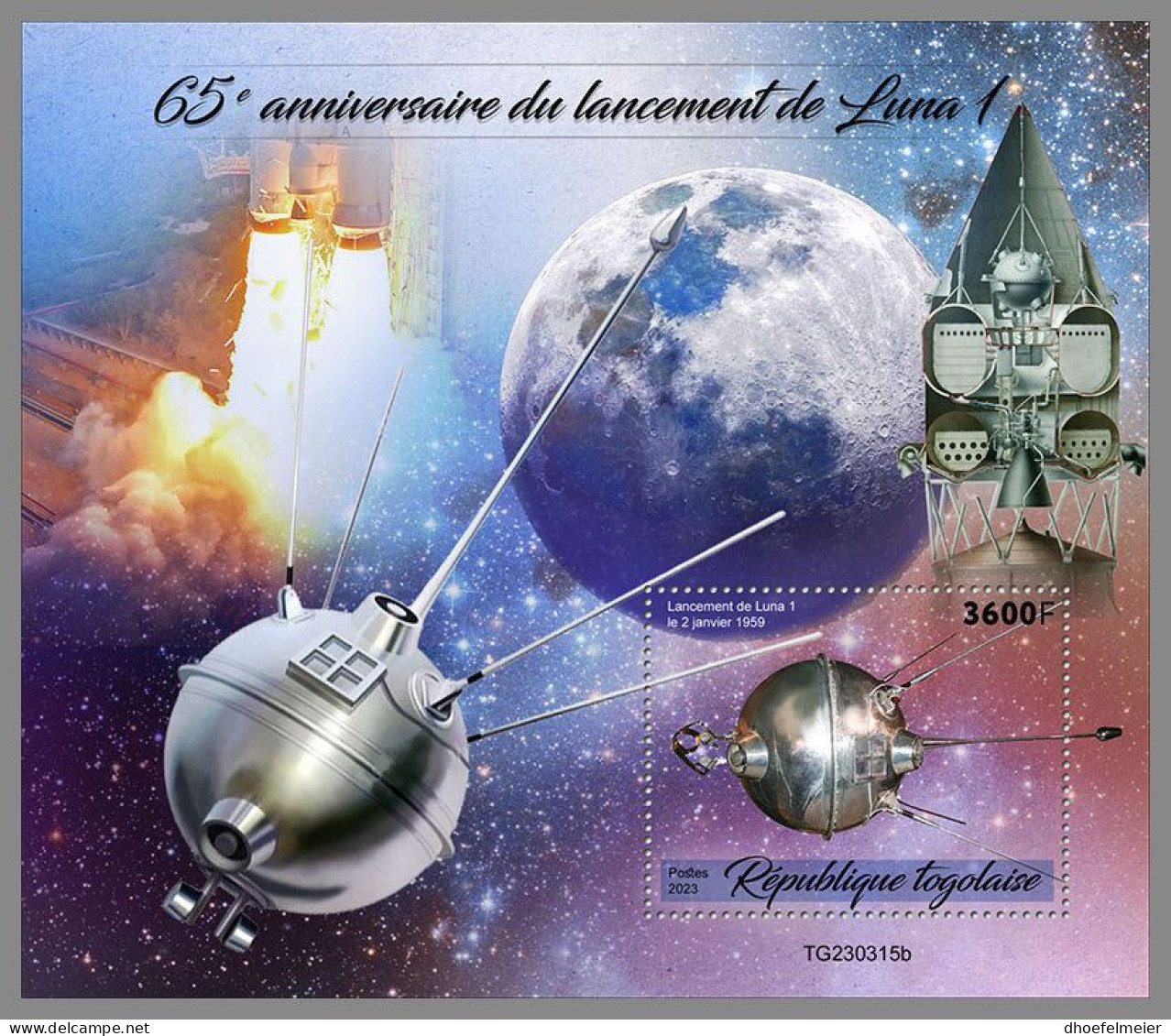 TOGO 2023 MNH Luna 1 Space Raumfahrt S/S – OFFICIAL ISSUE – DHQ2418 - Afrique