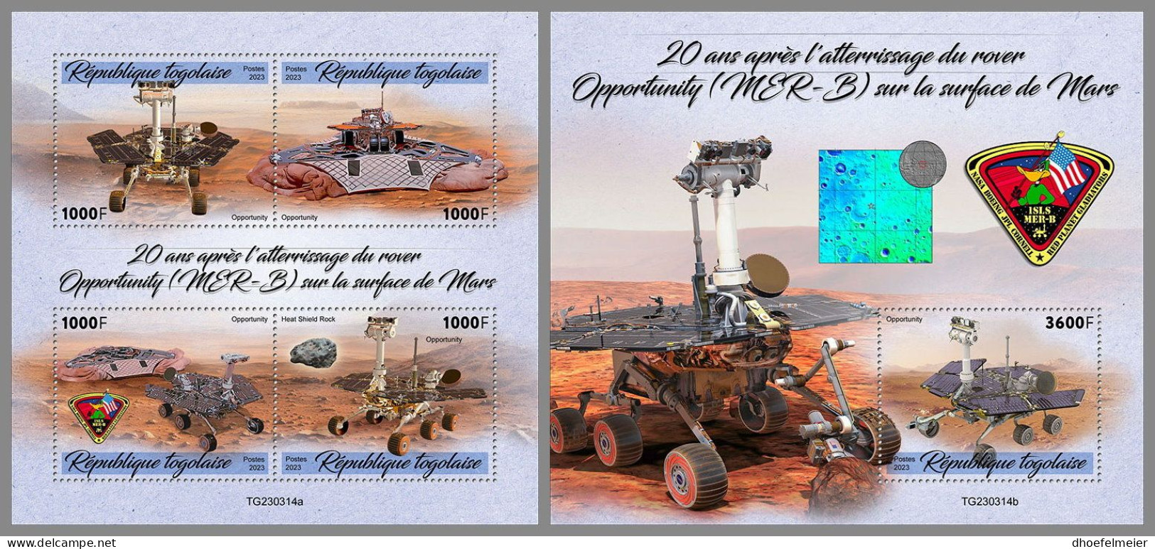 TOGO 2023 MNH Mars Rover MER-B Space Raumfahrt M/S+S/S – OFFICIAL ISSUE – DHQ2418 - Afrique