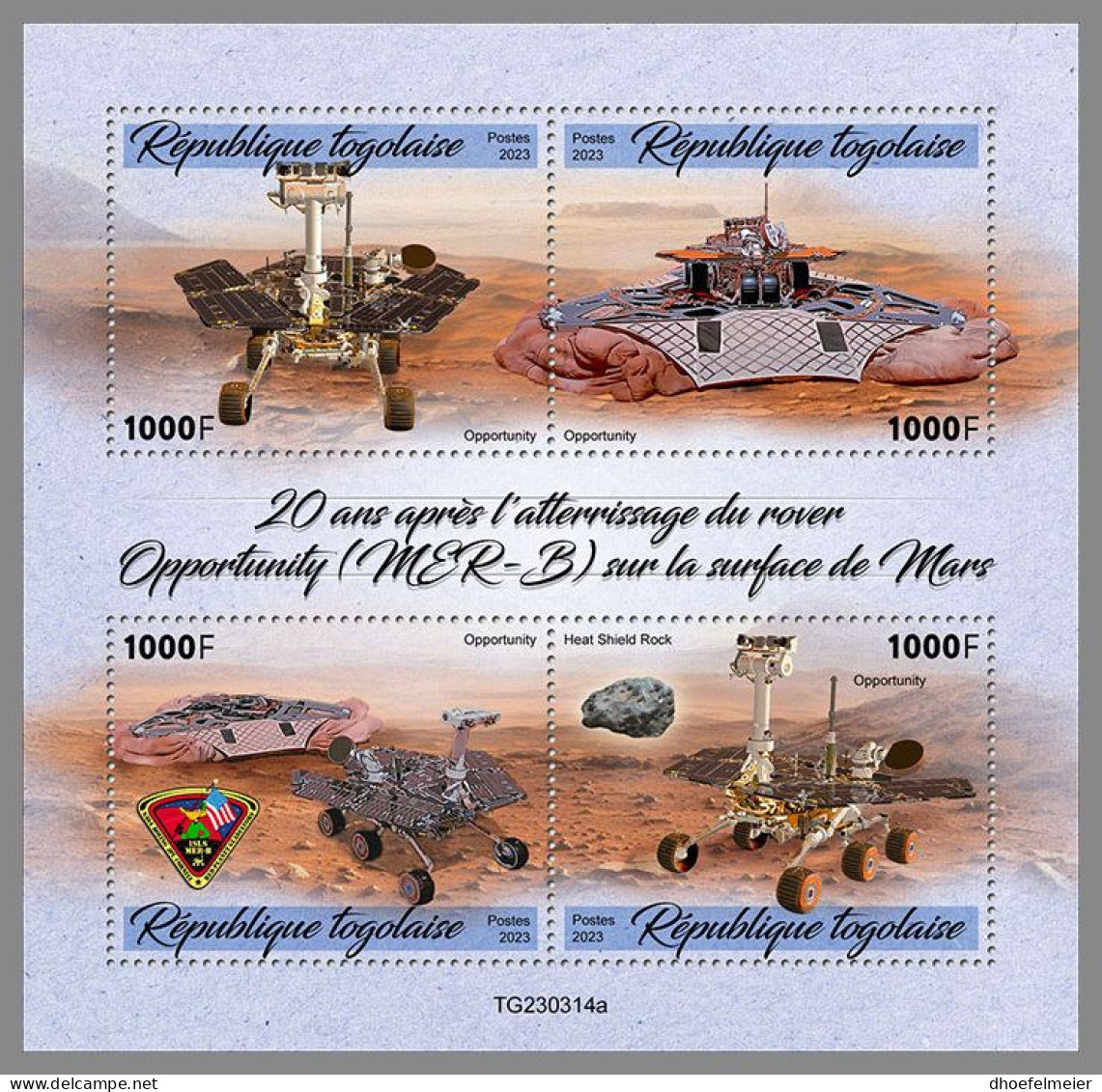 TOGO 2023 MNH Mars Rover MER-B Space Raumfahrt M/S – OFFICIAL ISSUE – DHQ2418 - Africa