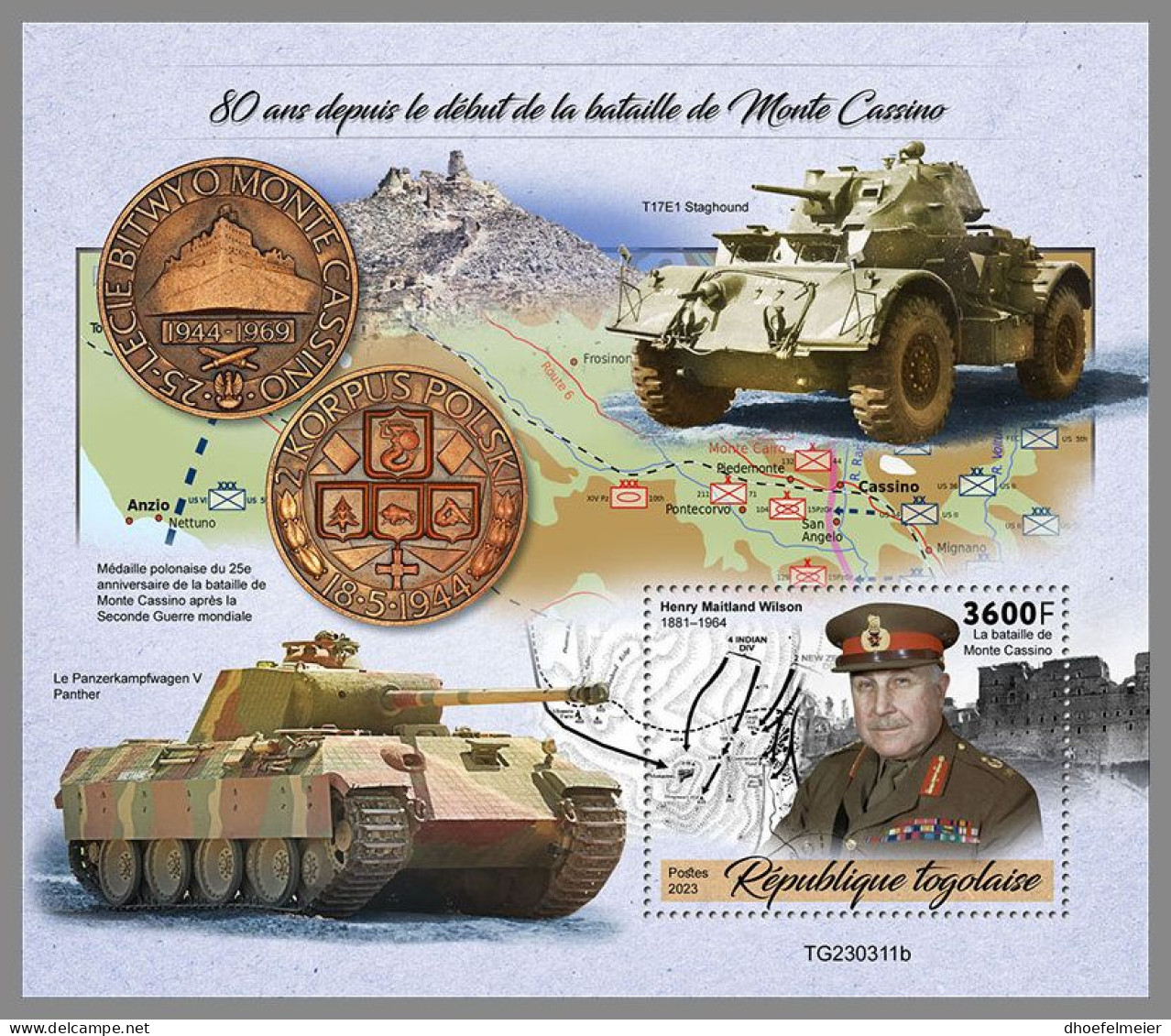 TOGO 2023 MNH WWII Battle Of Monte Cassino S/S – OFFICIAL ISSUE – DHQ2418 - WW2