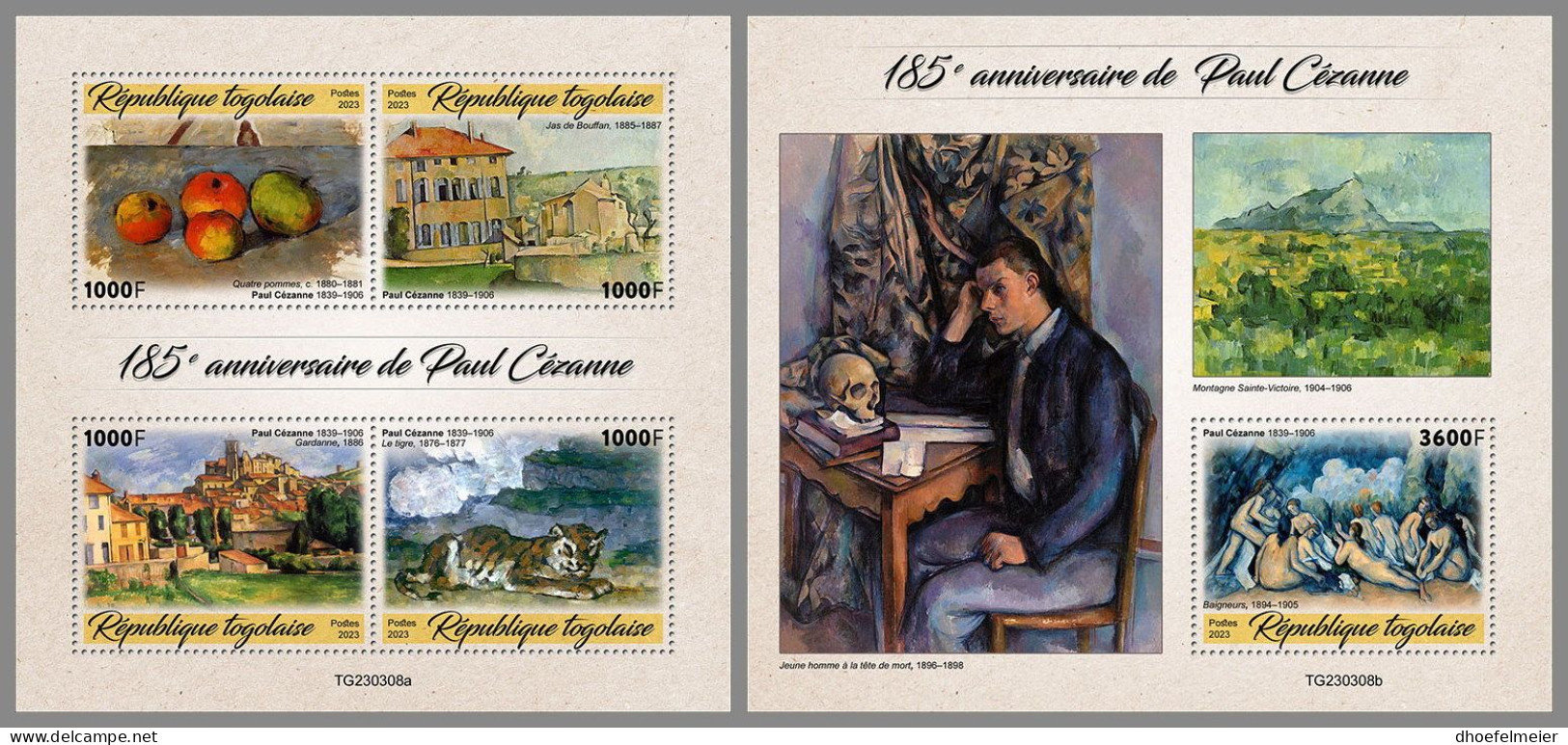 TOGO 2023 MNH Paul Cezanne Paintings Gemälde M/S+S/S – OFFICIAL ISSUE – DHQ2418 - Sonstige & Ohne Zuordnung