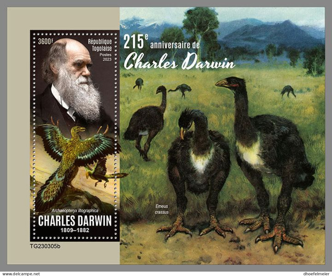 TOGO 2023 MNH Charles Darwin S/S – OFFICIAL ISSUE – DHQ2418 - Natuur