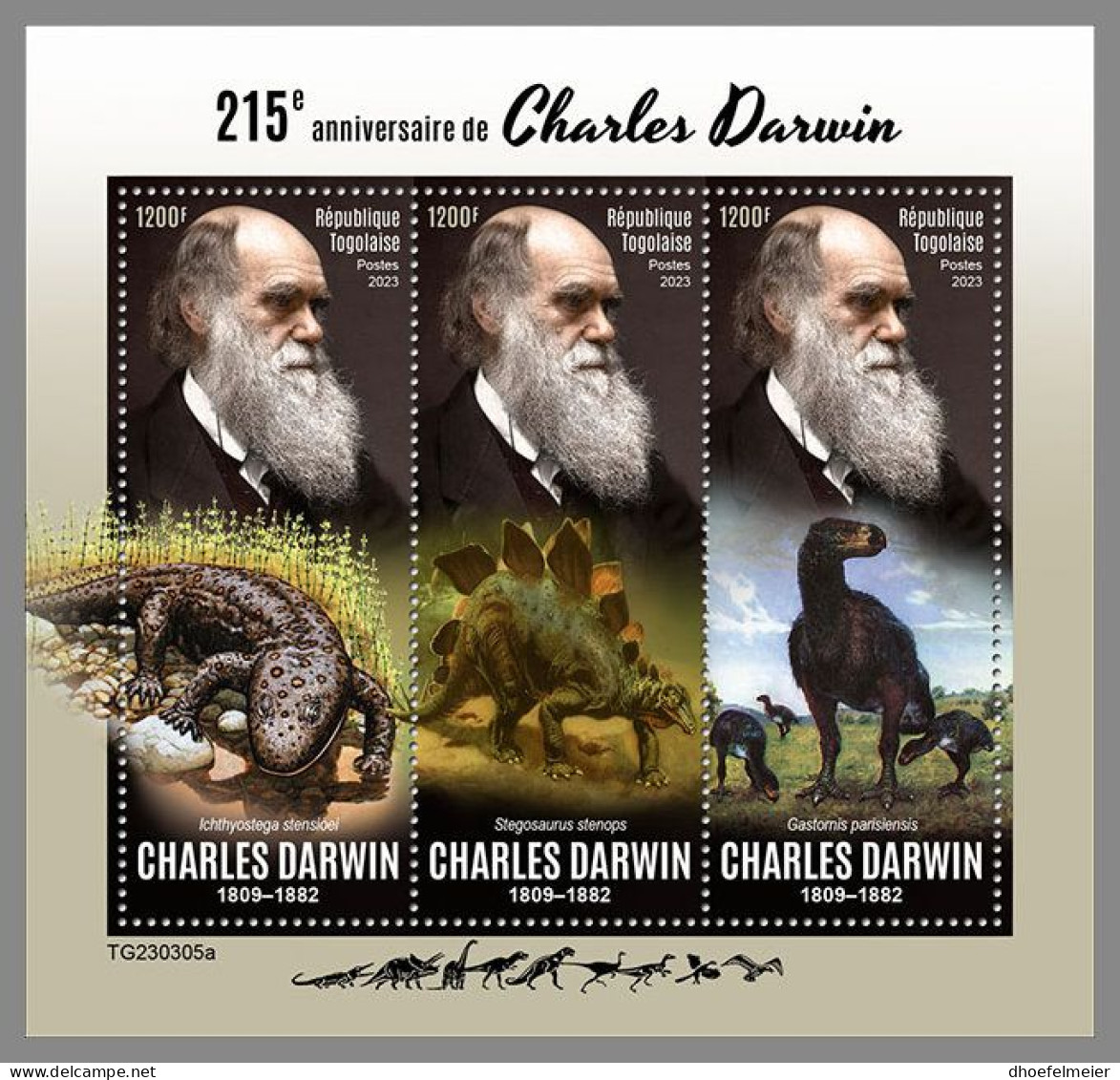 TOGO 2023 MNH Charles Darwin M/S – OFFICIAL ISSUE – DHQ2418 - Natuur