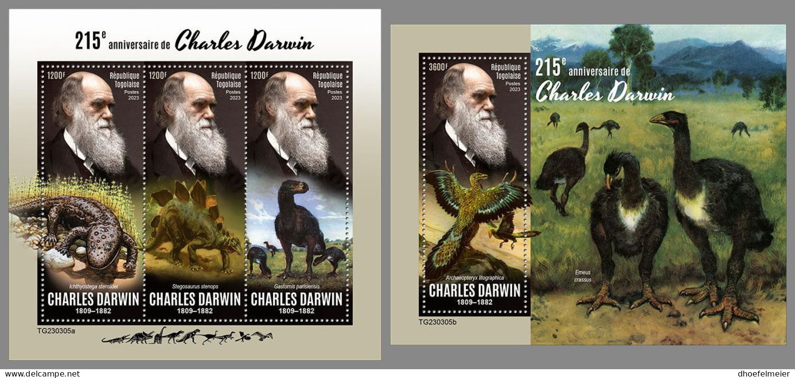 TOGO 2023 MNH Charles Darwin M/S+S/S – OFFICIAL ISSUE – DHQ2418 - Natur