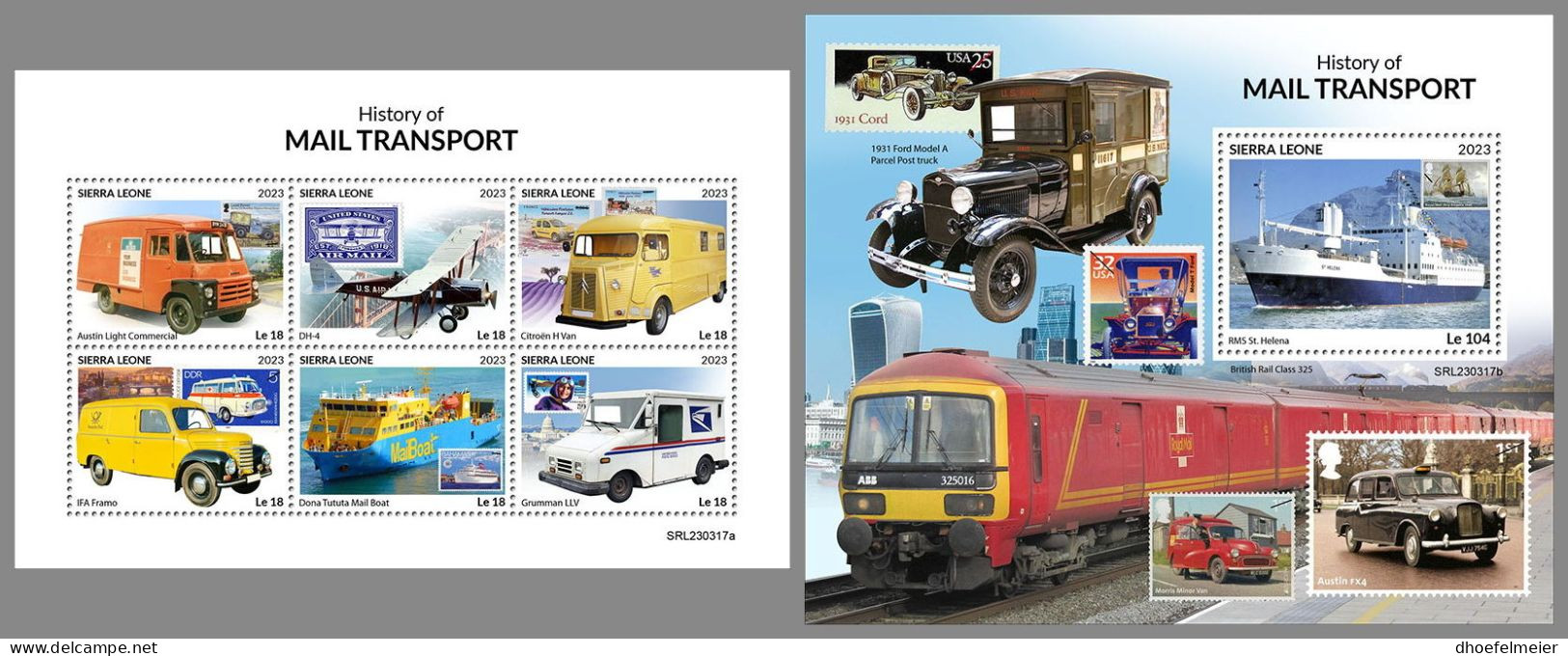 SIERRA LEONE 2023 MNH Postal Transport Historische Posttransporte M/S+S/S – OFFICIAL ISSUE – DHQ2418 - Andere & Zonder Classificatie