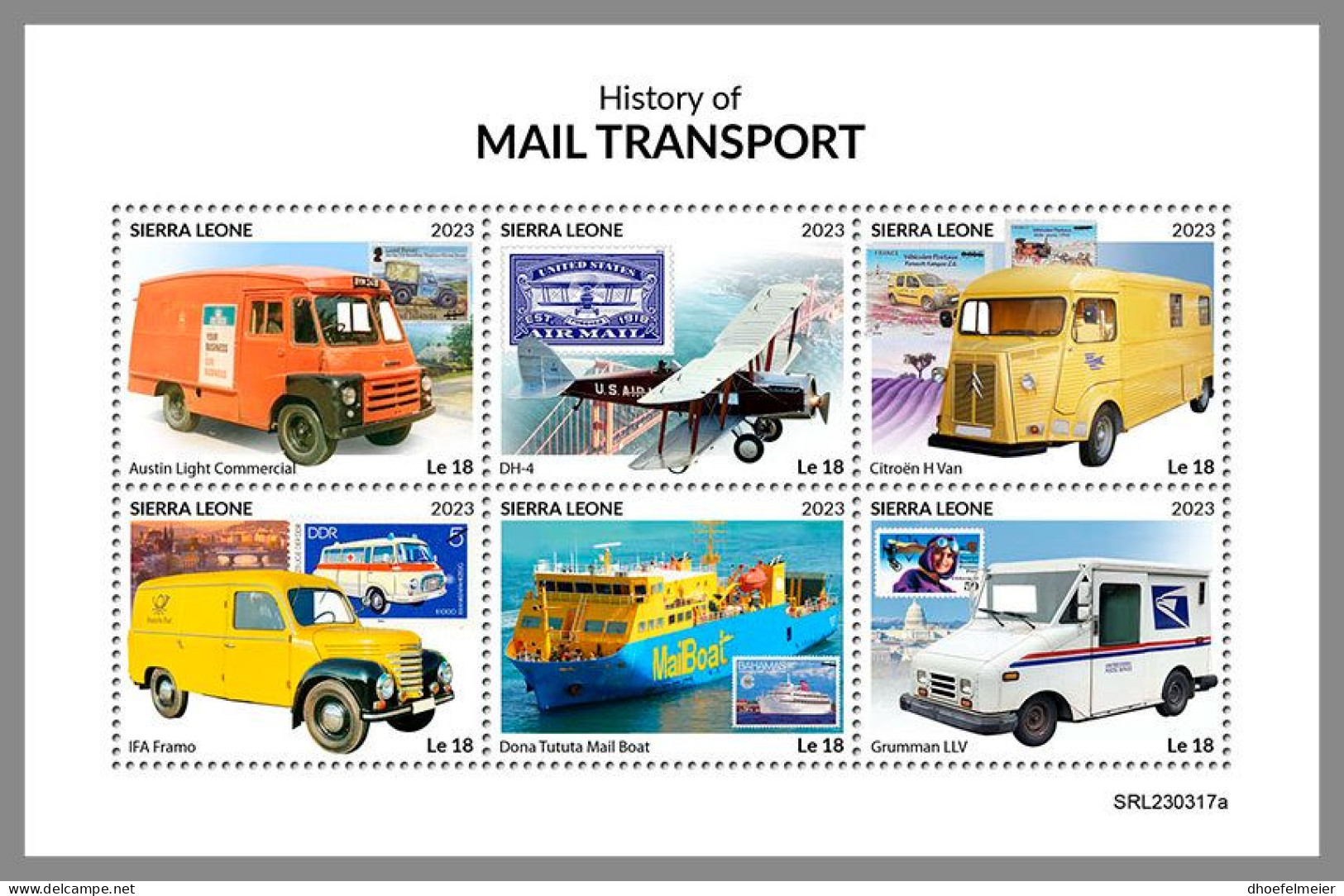 SIERRA LEONE 2023 MNH Postal Transport Historische Posttransporte M/S – OFFICIAL ISSUE – DHQ2418 - Other & Unclassified