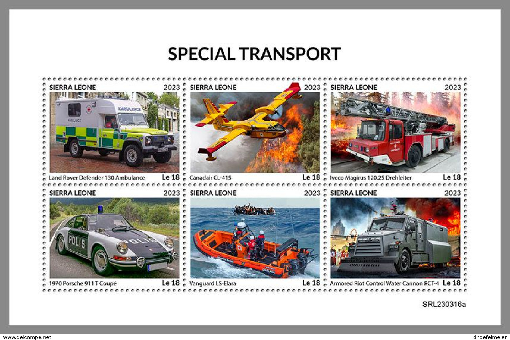 SIERRA LEONE 2023 MNH Special Transport Police Ambulance Fire Engines M/S – OFFICIAL ISSUE – DHQ2418 - Autres & Non Classés