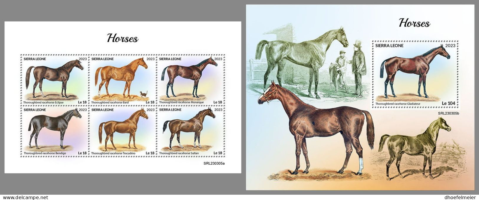 SIERRA LEONE 2023 MNH Horses Pferde M/S+S/S – OFFICIAL ISSUE – DHQ2418 - Pferde