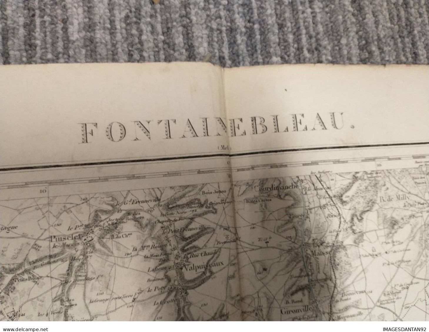 77 FONTAINEBLEAU GRAND PLAN DE 1886 LEVEE PAR OFFICIERS CORPS D ETAT MAJOR DE 1839  CACHET STEAM YACHT DAUPHIN CAPITAINE - Topographical Maps