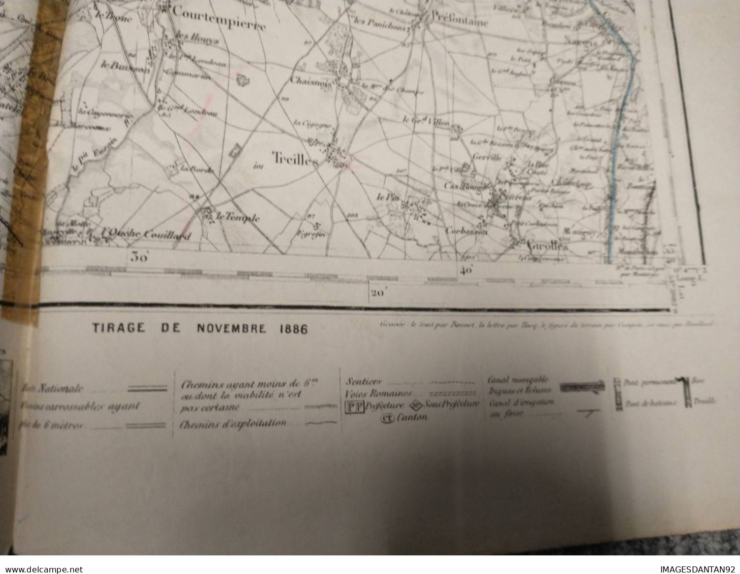 77 FONTAINEBLEAU GRAND PLAN DE 1886 LEVEE PAR OFFICIERS CORPS D ETAT MAJOR DE 1839  CACHET STEAM YACHT DAUPHIN CAPITAINE - Cartes Topographiques