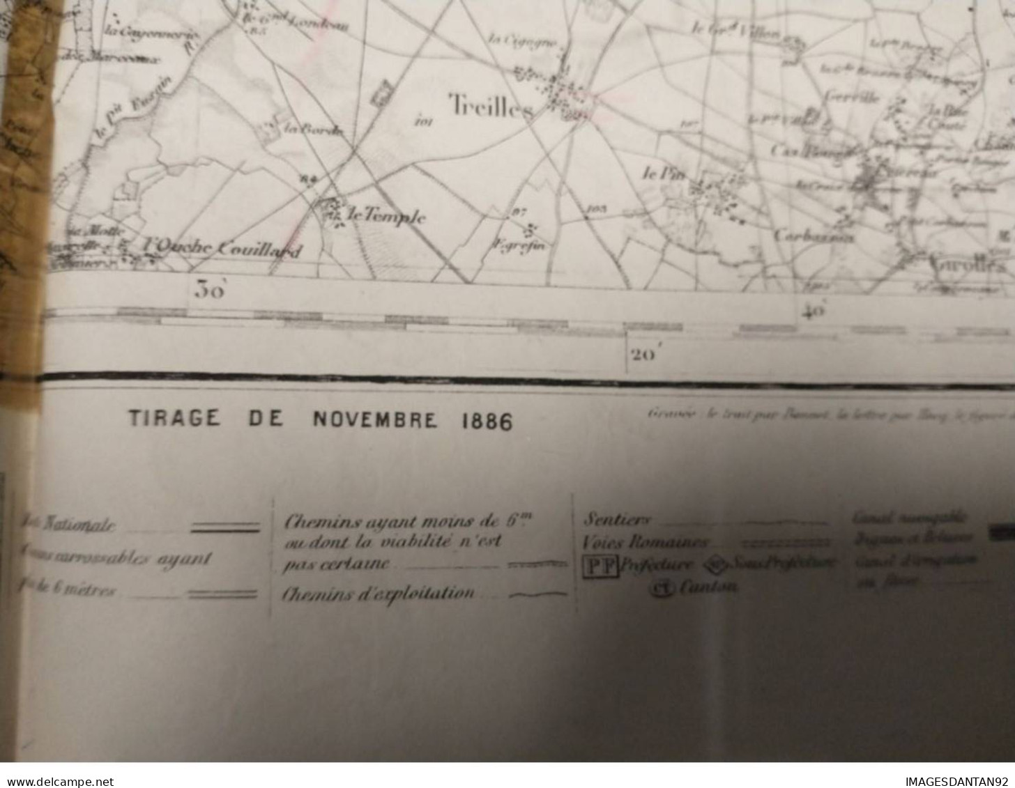 77 FONTAINEBLEAU GRAND PLAN DE 1886 LEVEE PAR OFFICIERS CORPS D ETAT MAJOR DE 1839  CACHET STEAM YACHT DAUPHIN CAPITAINE - Carte Topografiche