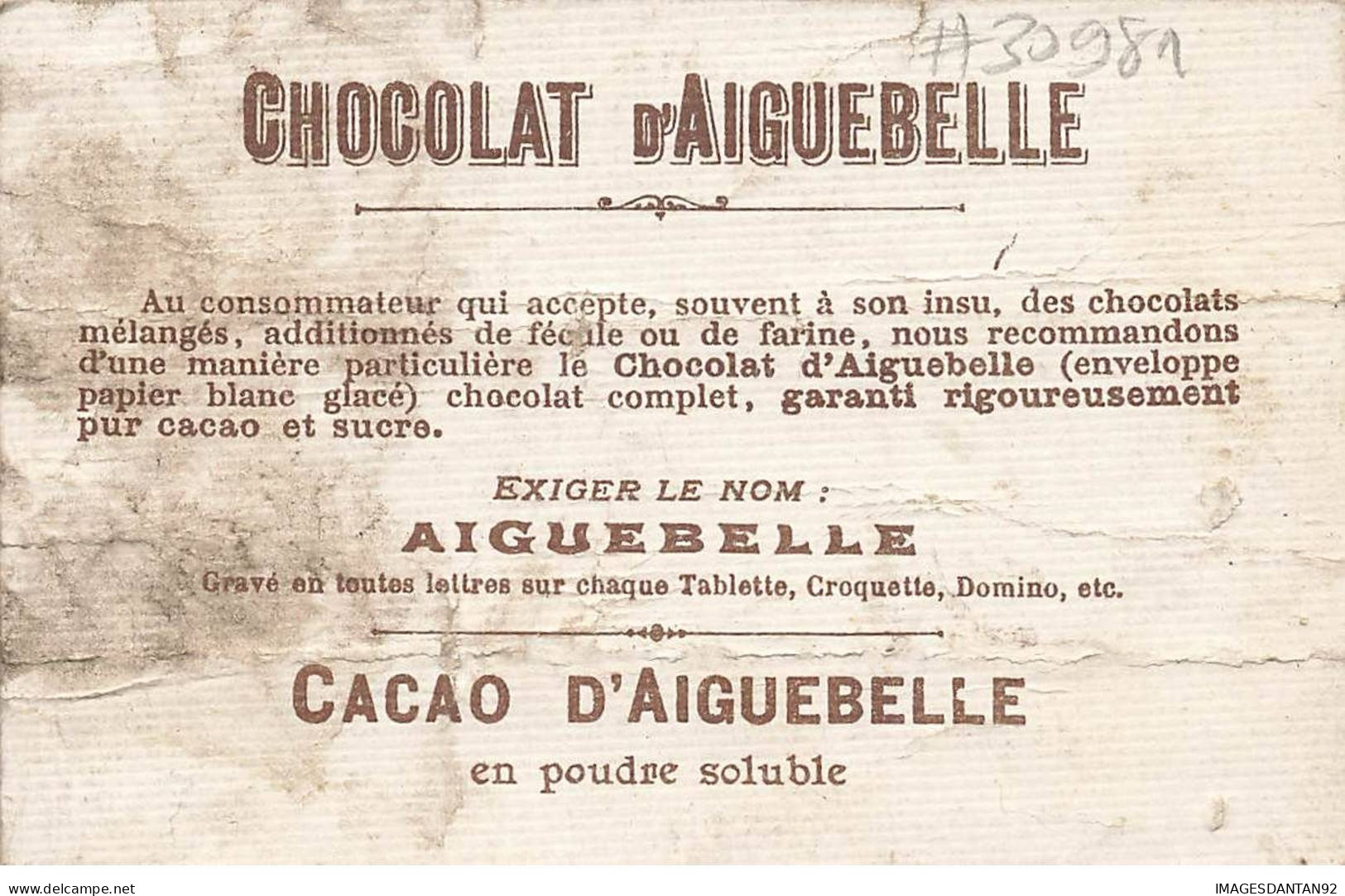CHROMO #CL30981 CHOCOLAT D AIGUEBELLE PAYSAGE CAMPAGNE ETANG CIEL ROUGE - Aiguebelle