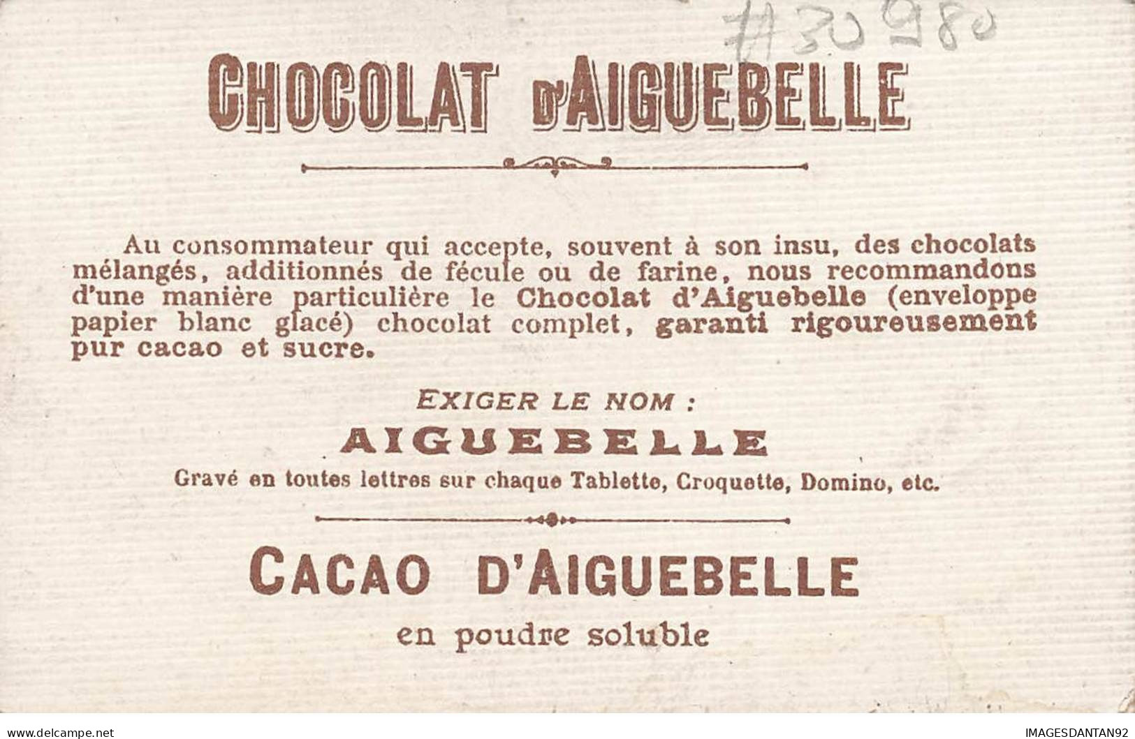 CHROMO #CL30980 CHOCOLAT D AIGUEBELLE PAYSAGE CHATEAU MARAIS VACHES - Aiguebelle