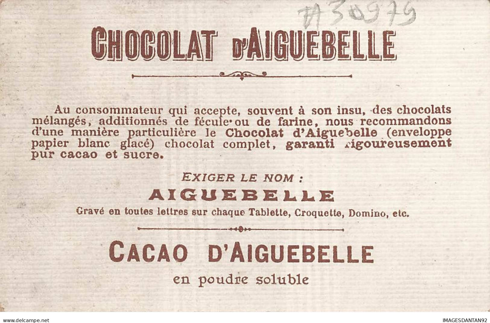 CHROMO #CL30979 CHOCOLAT D AIGUEBELLE PAYSAGE FORET PONT RIVIERE - Aiguebelle