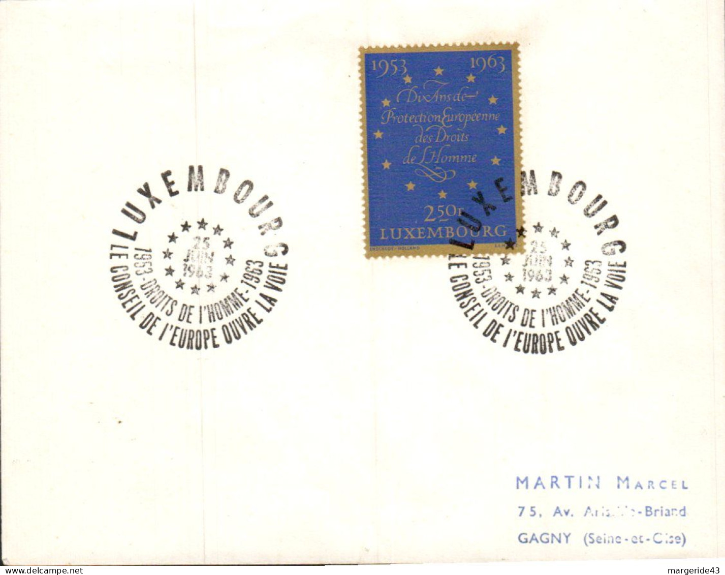 LUXEMBOURG SEUL SUR LETTRE POUR LA FRANCE 1963 - Covers & Documents