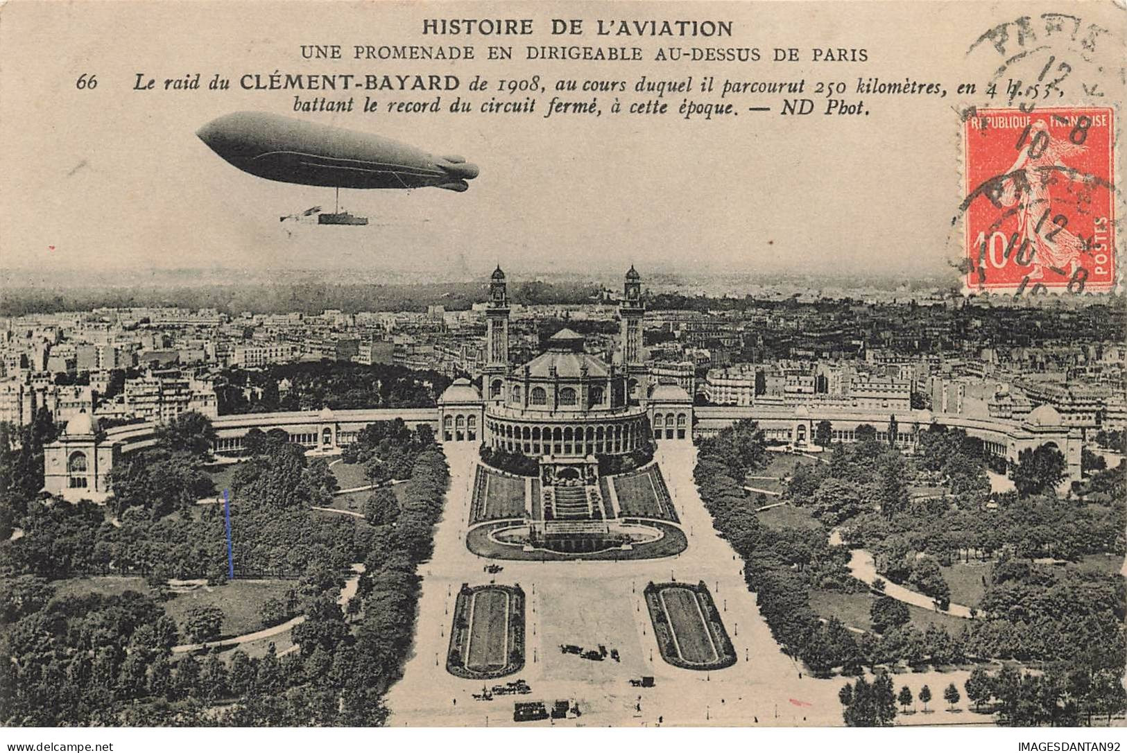 AVIATION #MK39542 PARIS LE RAID DU CLEMENT BAYARD DE 1908 RECORD DU CIRCUIT FERME DIRIGEABLE - Dirigeables