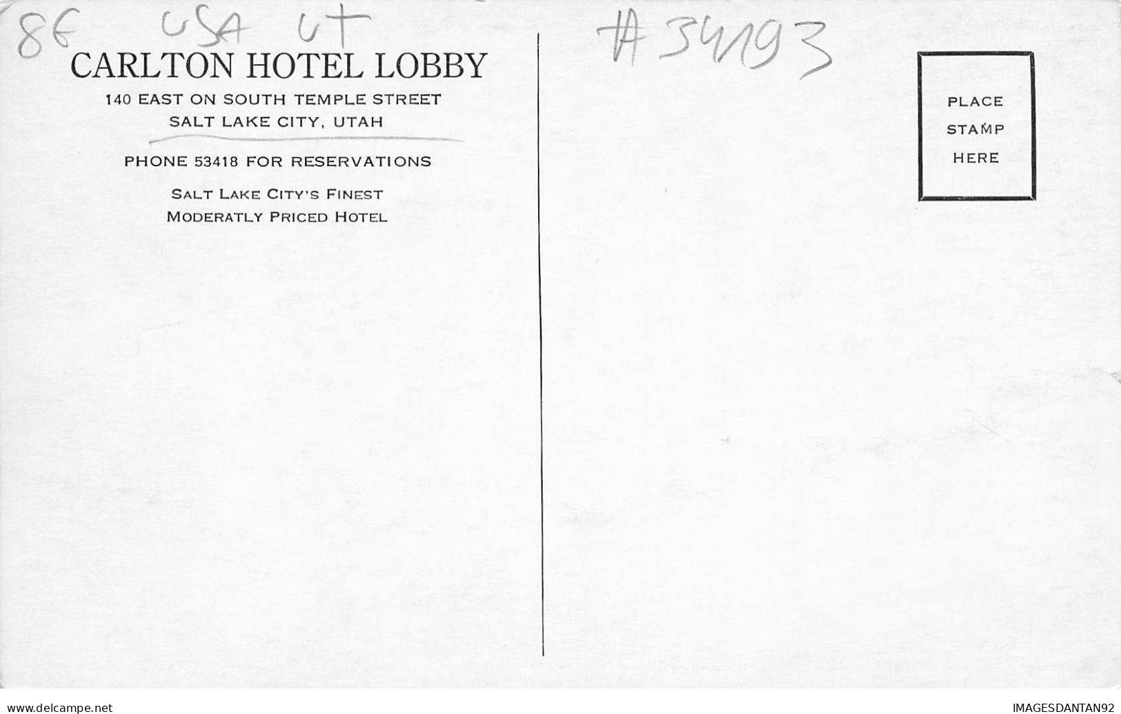 ETATS UNIS #MK34193 SALT LAKE CITY CARLTON HOTEL LOBBY - Salt Lake City