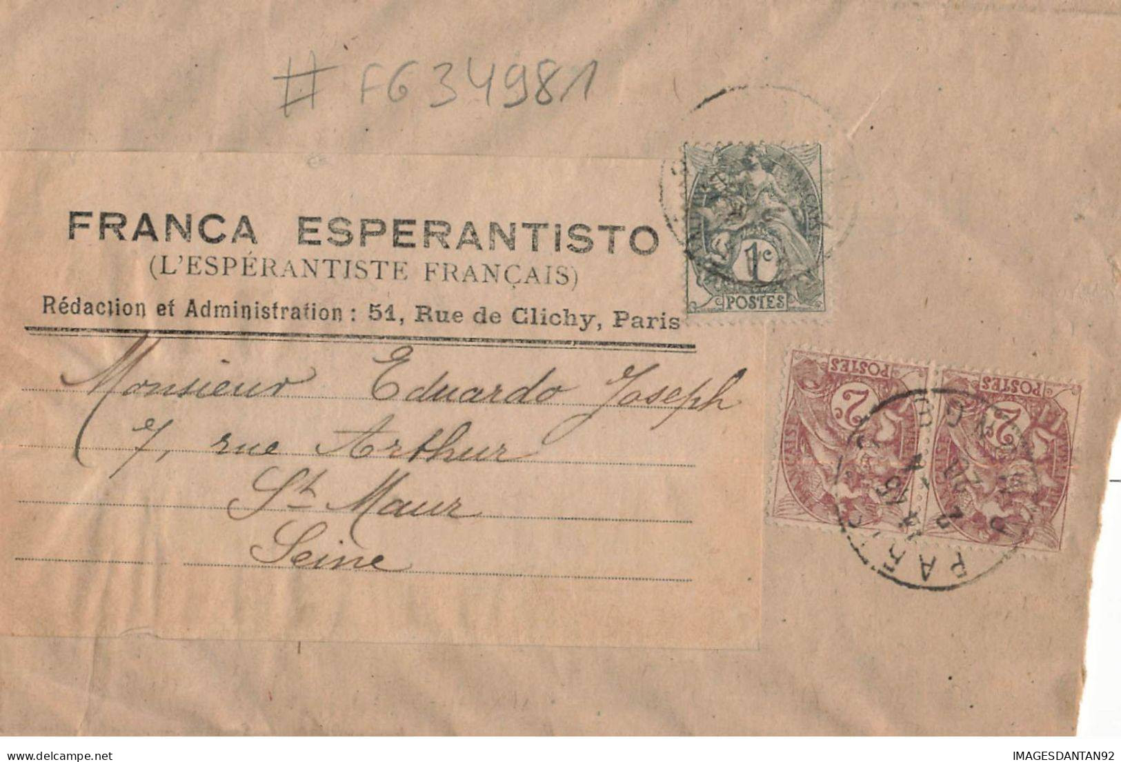 FRANCA ESPERANTISTO #FG34981 ESPERANTO ESPERANTISTE FRANCAIS PARIS RUE CLICHE BANDE JOURNAUX 1920 - Esperanto