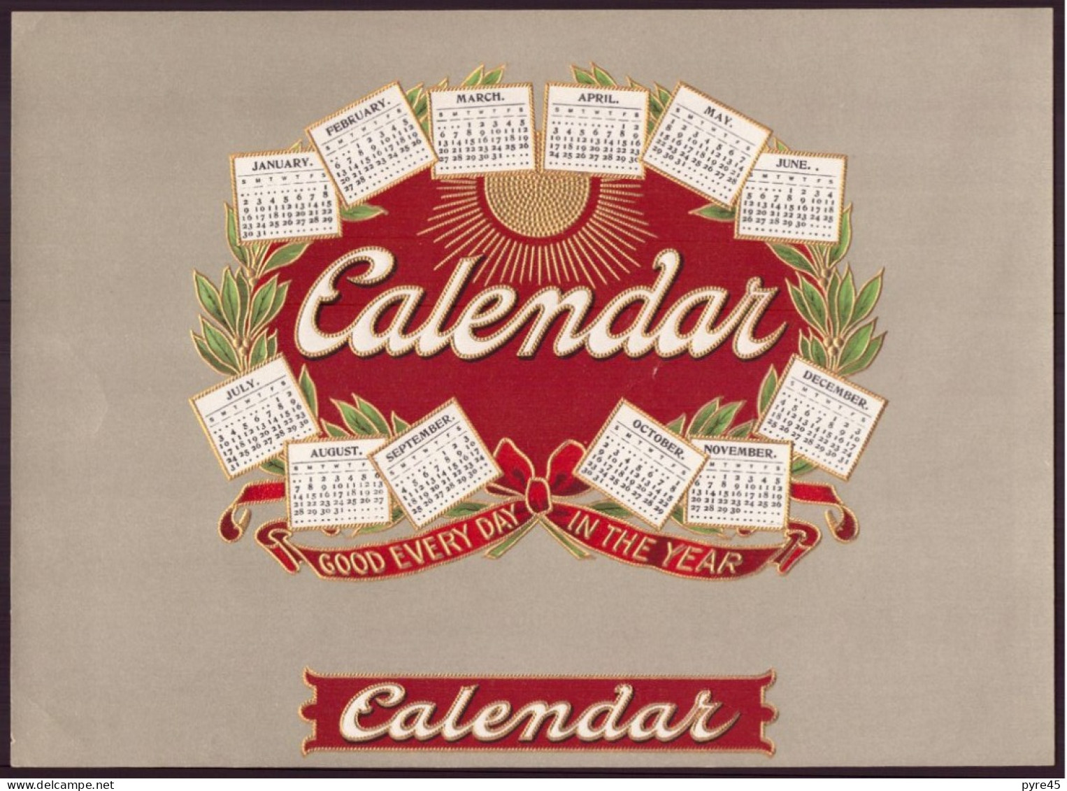 Etiquette Boite De Cigares, Chromo ( 23 X 16.5 Cm ) " Calendar " - Etiketten