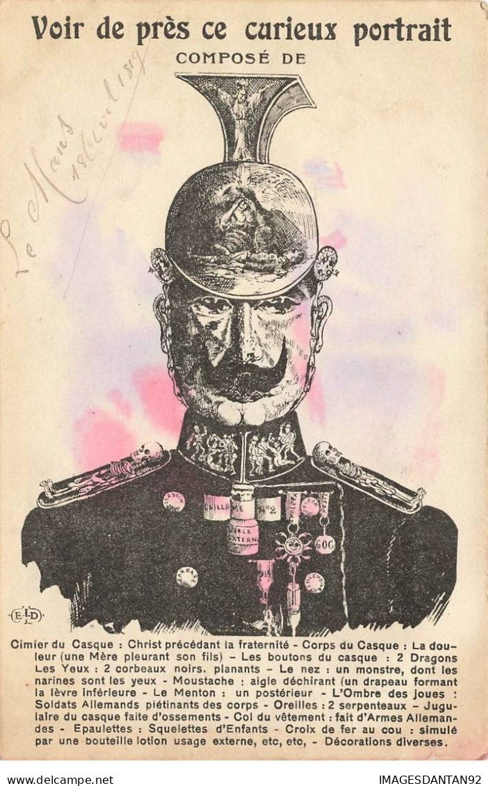 POLITIQUE SATIRE #MK39689 VOIR DE PRES SE CURIEUX PORTRAIT ANTI KAISER GUILLAUME ARCIMBOLDESQUE - Satirical