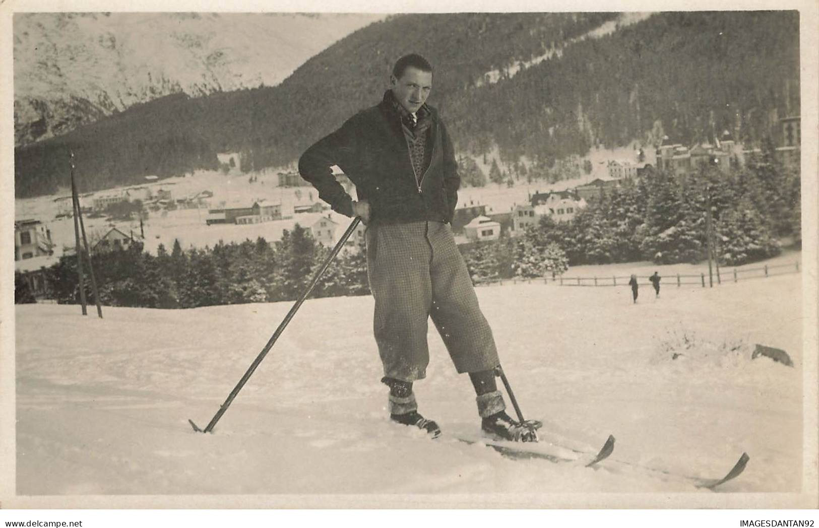 SUISSE #FG36492 ST SAINT MORITZ UN SKIEUR SKI BEAU PLAN CARTE PHOTO SPORT HIVER 1931 - St. Moritz