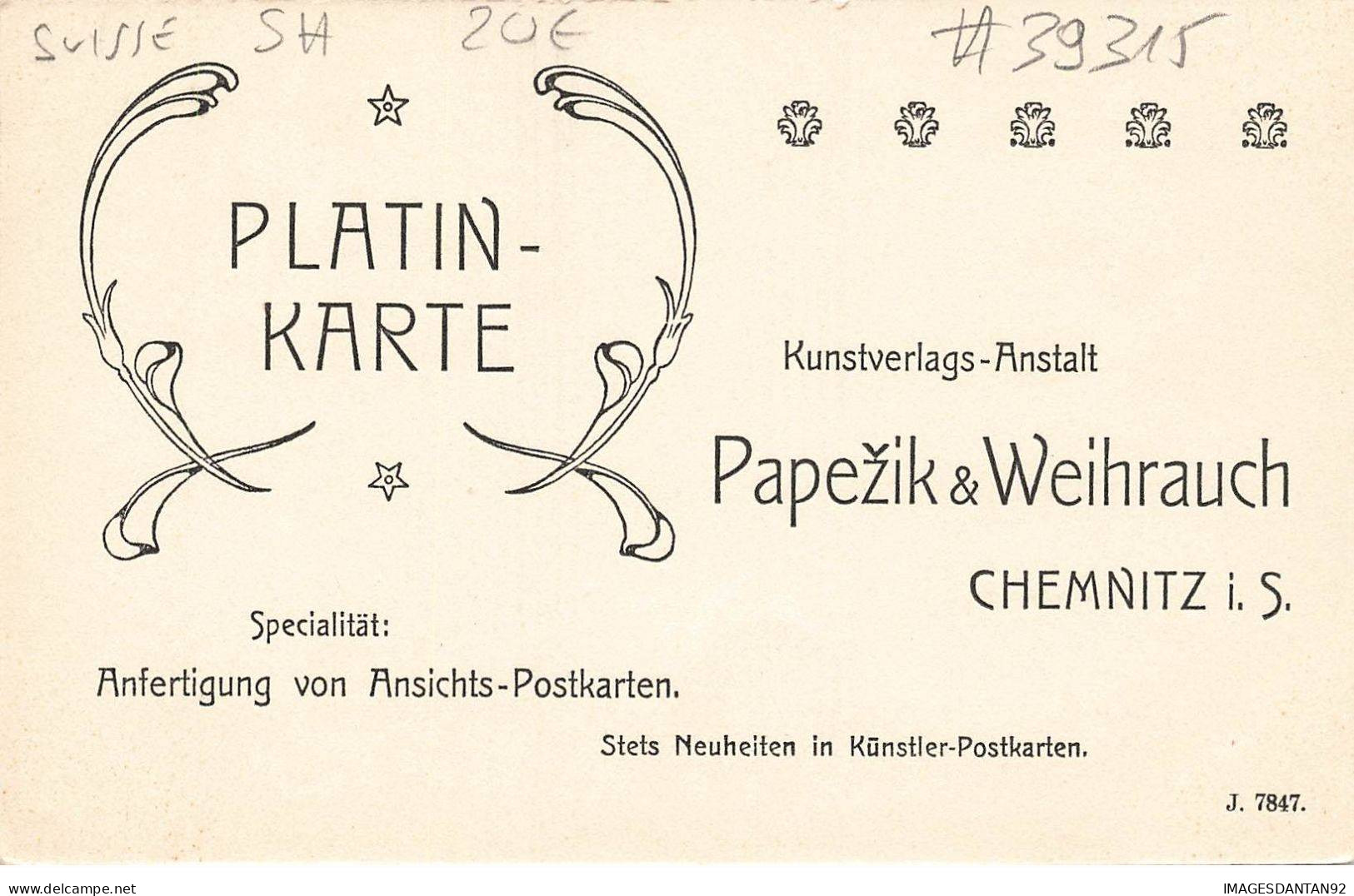 SUISSE #MK39315 DER RHEINFALL BEI SCHAFFHAUSEN PONT PAPEZIK WEIHRAUCH CHEMNITZ - Sonstige & Ohne Zuordnung