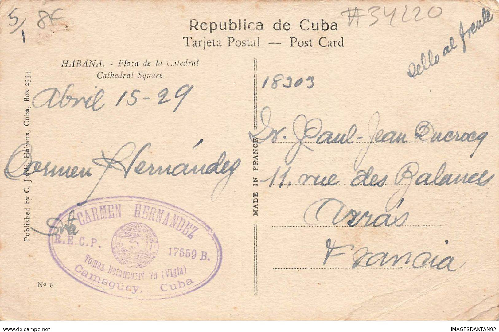 CUBA #MK34220 HABANA . PLAZA DE LA CATEDRAL . CATHEDRAL SQUARE - Cuba