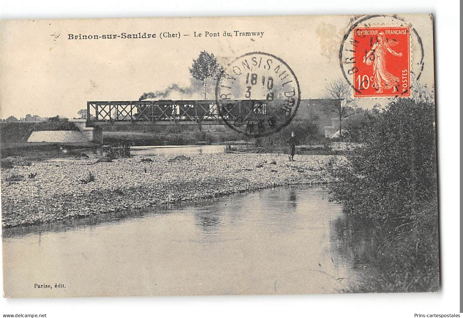 CPA 18 Brinon Sur Sauldre Le Pont Et Le Train Tramway - Brinon-sur-Sauldre