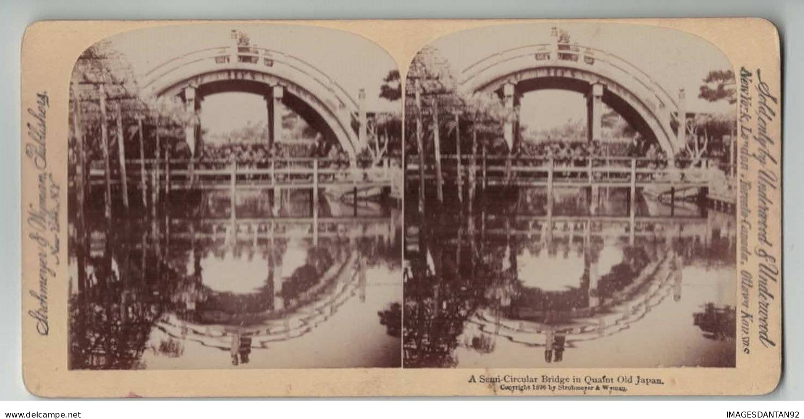 JAPON JAPAN #PP1341 UN PONT SEMI CIRCULAIR DANS LE PRECIEUX VIEUX JAPON 1896 - Stereo-Photographie