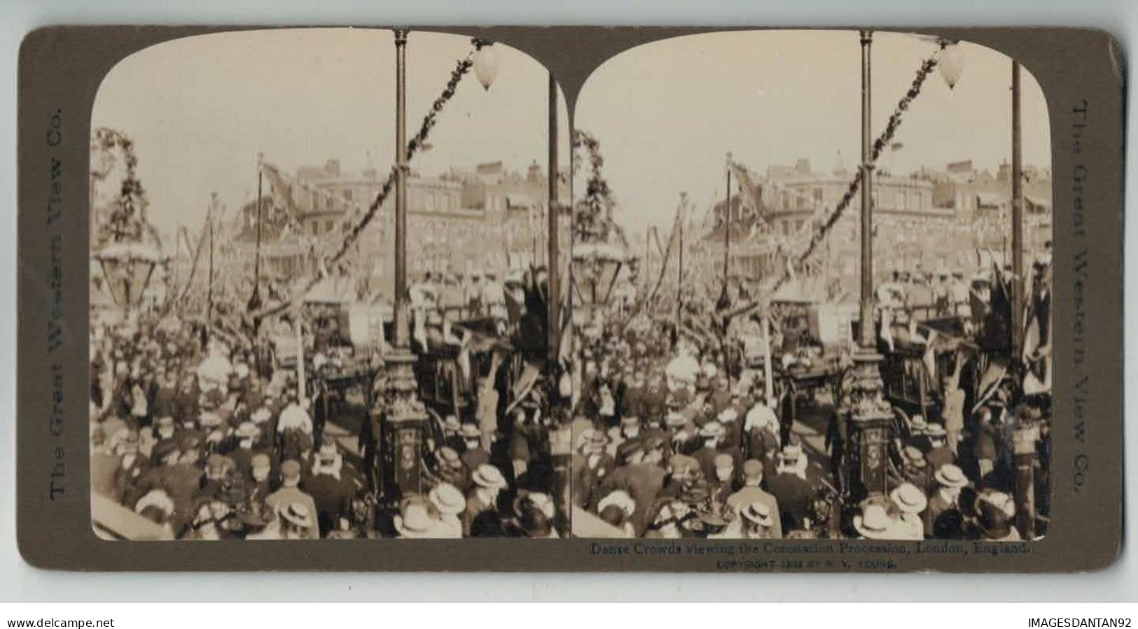 ANGLETERRE ENGLAND #PP1340 LONDON DENSE CROWDS VIEWING THE CORONATION PROCESSION 1901 - Photos Stéréoscopiques