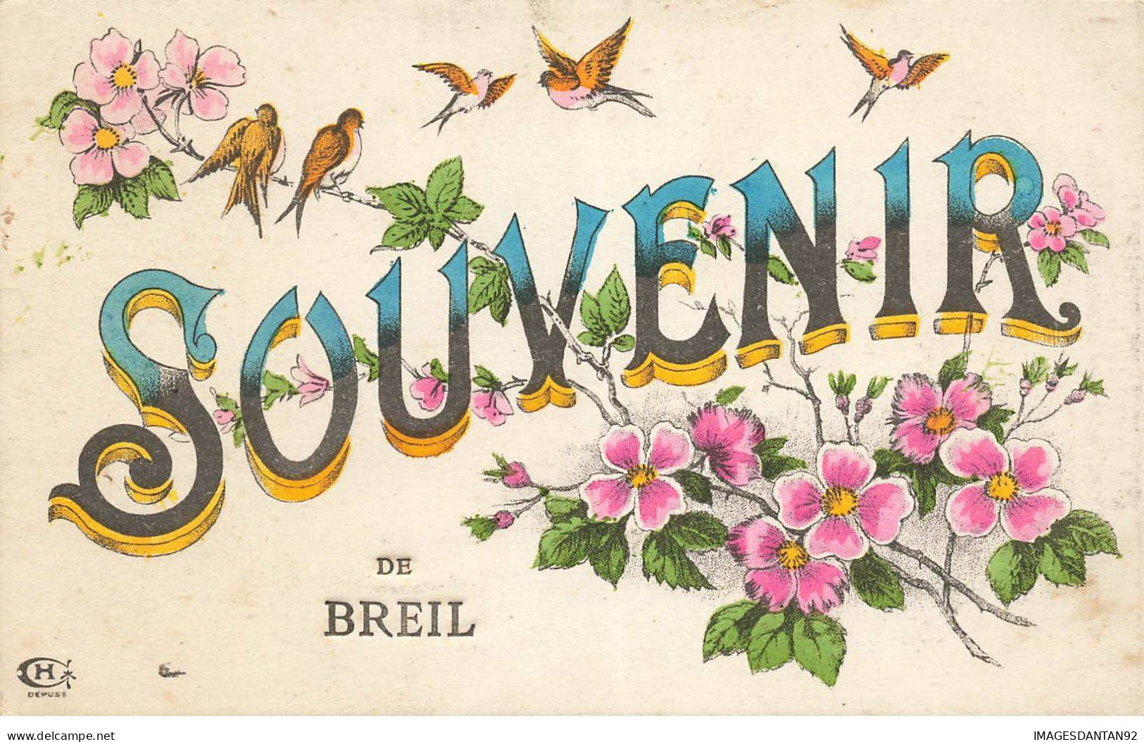 06 BREIL #MK34676 SOUVENIR DE BREIL OISEAUX FLEURS - Breil-sur-Roya