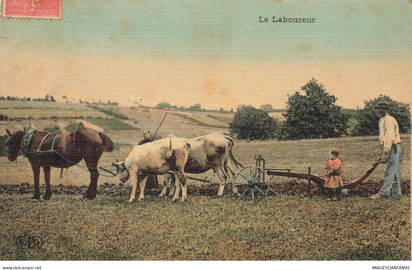 ATTELAGE #FG37949 AGRICULTURE HERSE HERSAGE CARTE TOILEE LABOUREUR - Other & Unclassified