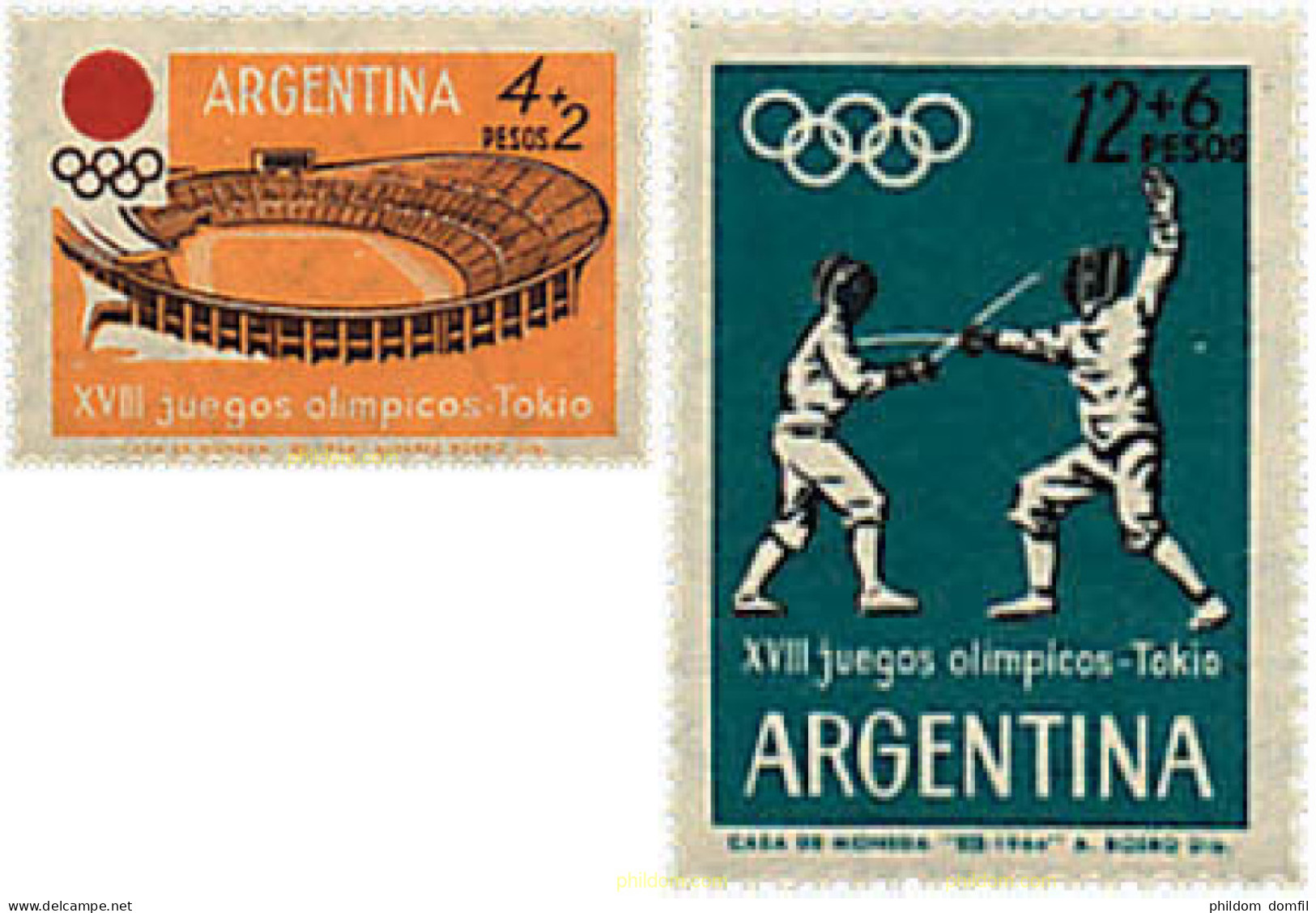 355425 MNH ARGENTINA 1964 18 JUEGOS OLIMPICOS VERANO TOKIO 1964 - Unused Stamps