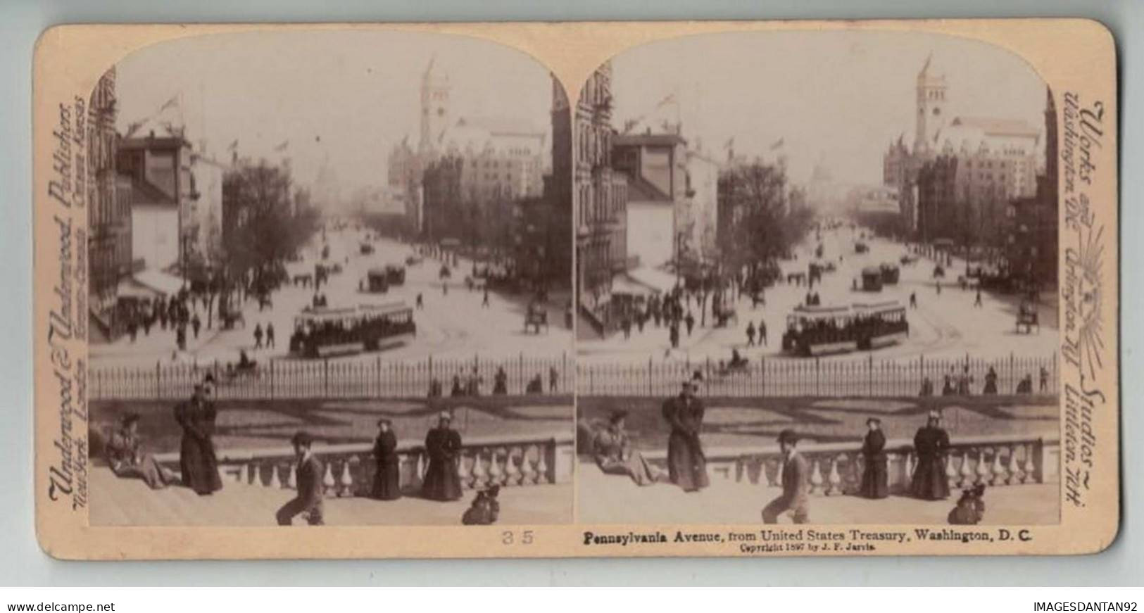 ETATS UNIS #PP1321 WHASHINGTON PENNSYLVANIA AVENUE TRAMWAY 1897 - Stereoscopic