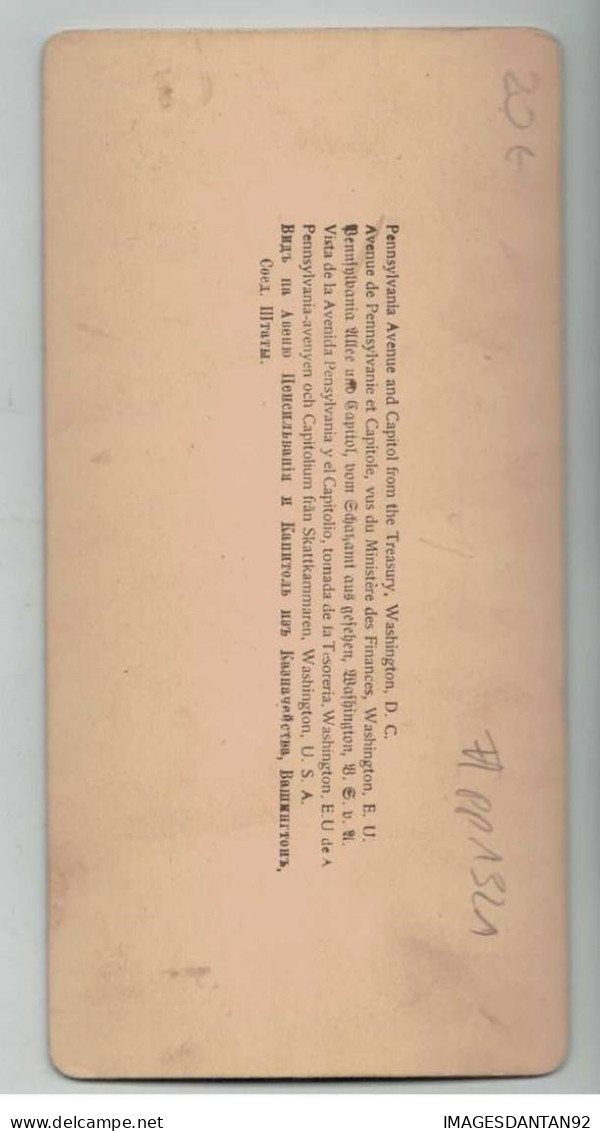 ETATS UNIS #PP1321 WHASHINGTON PENNSYLVANIA AVENUE TRAMWAY 1897 - Stereoscopic