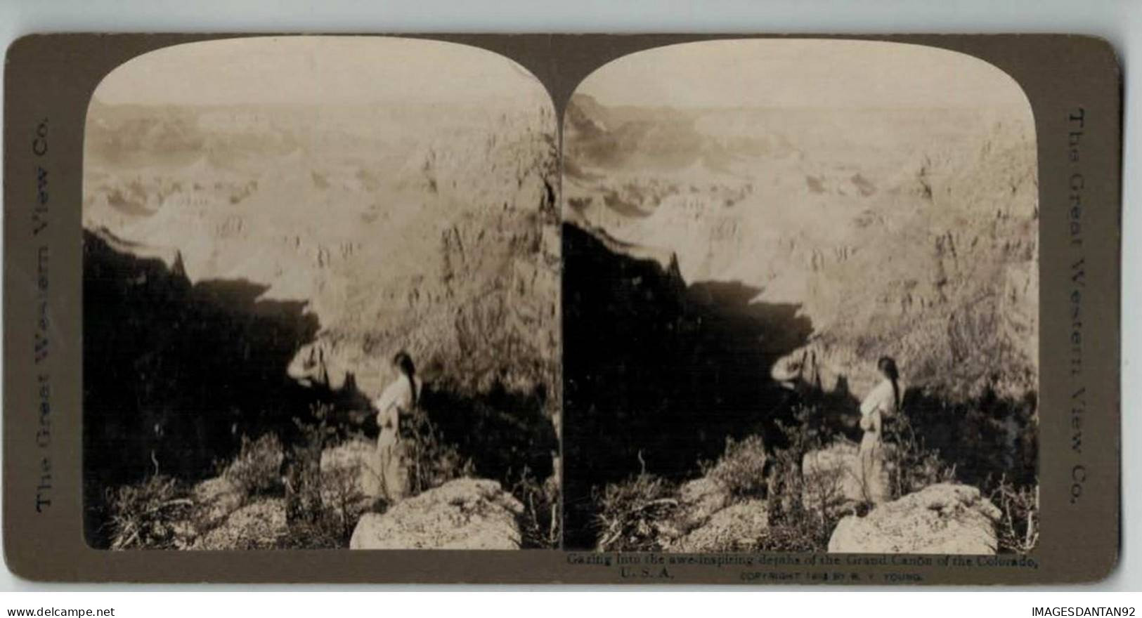 ETATS UNIS #PP1319 GRAND CANON OF COLORADO GAZING INDIAN 1900 - Stereoscopic