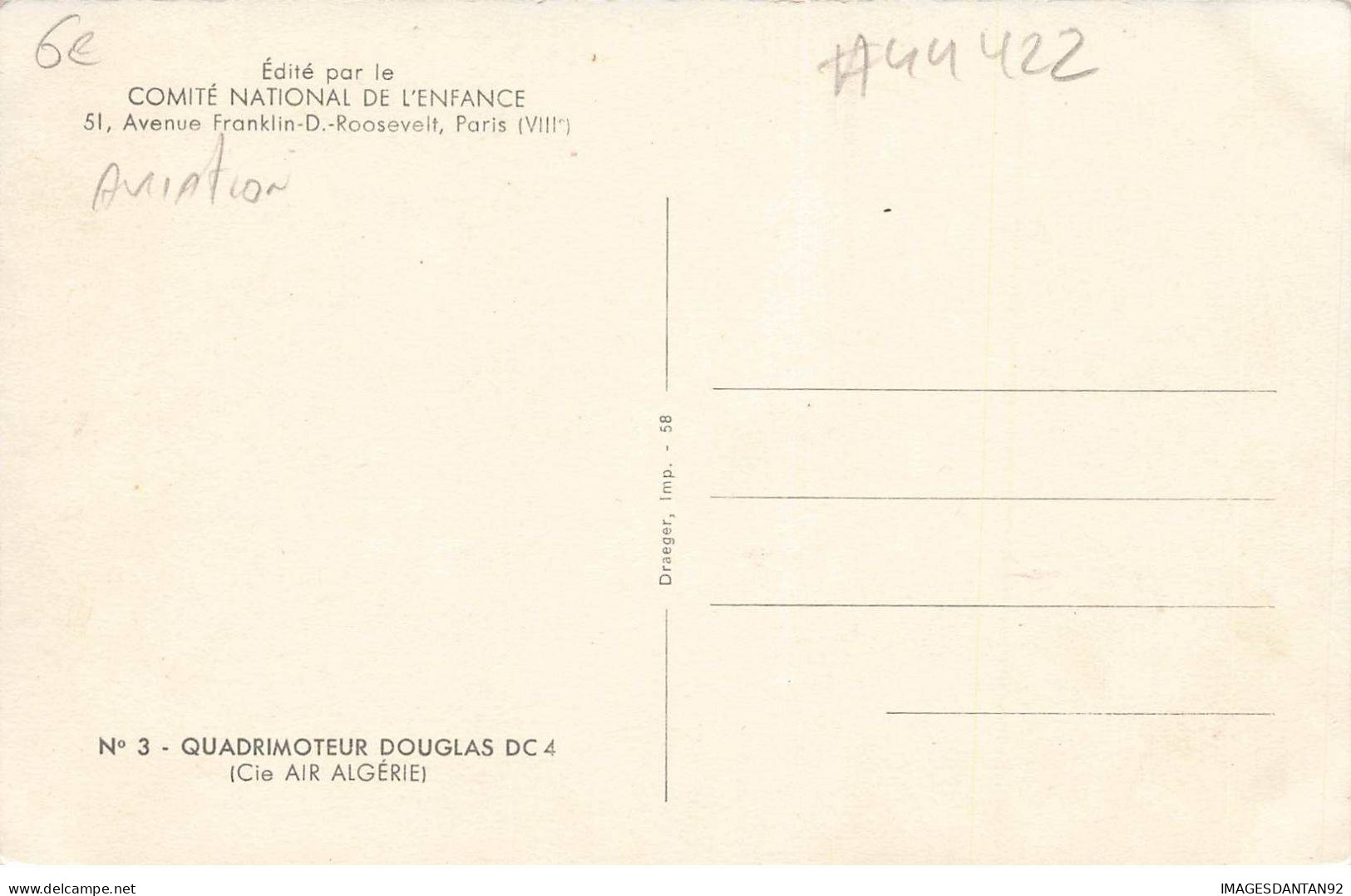 AVIONS #MK44422 QUADRIMOTEUR DOUGLAS D C 4 CIE AIR ALGERIE - 1946-....: Ere Moderne